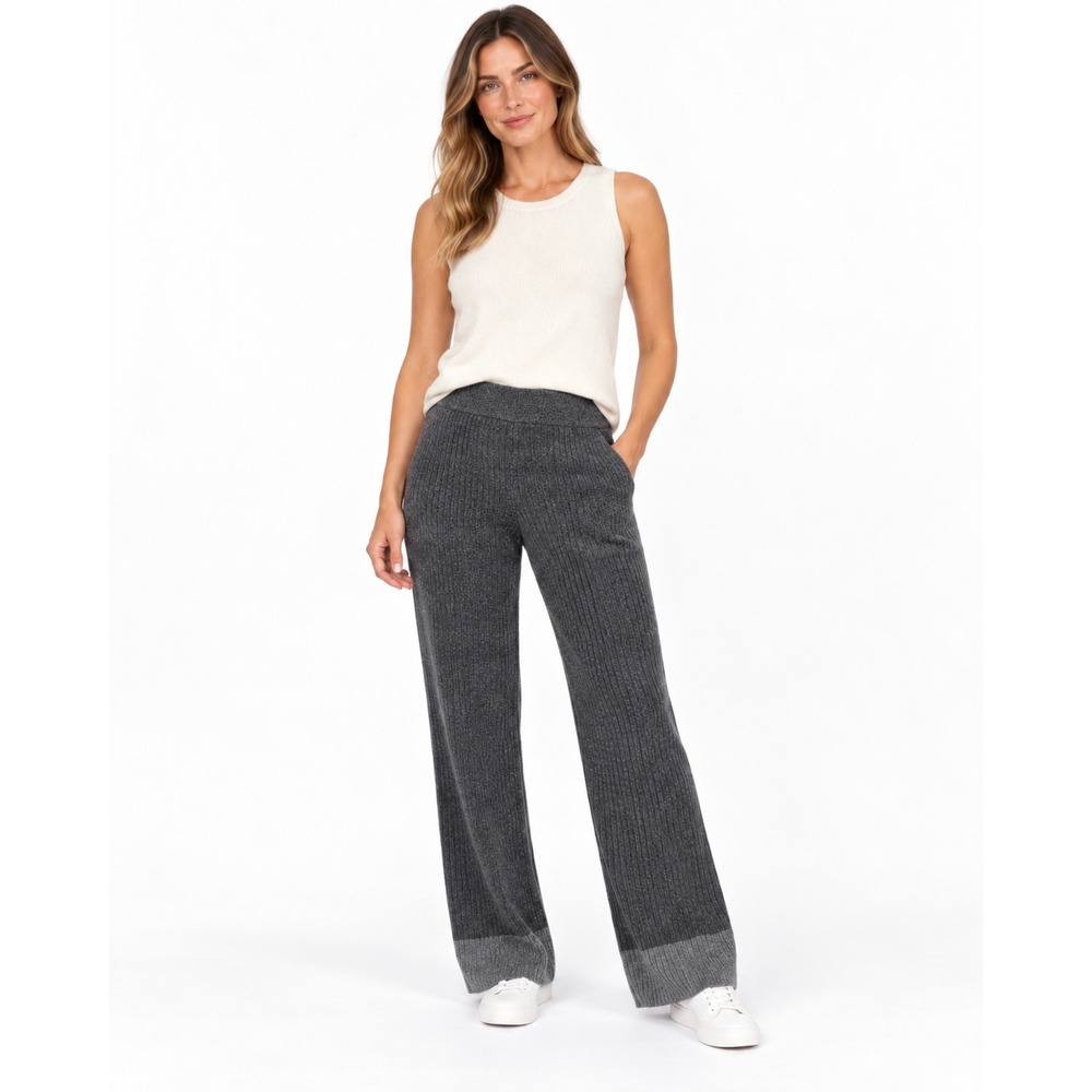 Barefoot Dreams Tall CozyChic Ultra Lite Heather Stripe Rib Pants Carbon Gray LP